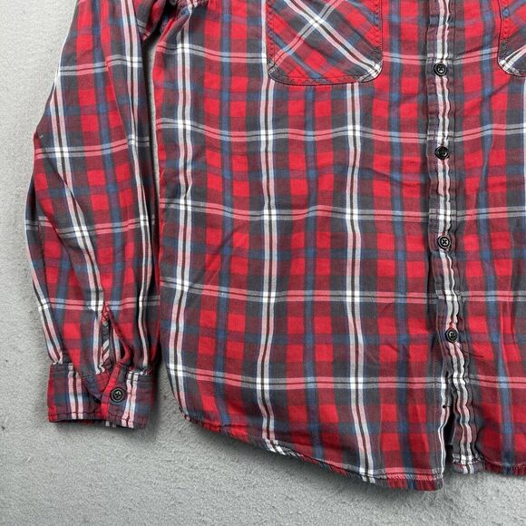 Denim & Supply Red White Blue Plaid Long Sleeve Collared Button Shirt Women’s XL - Picture 5 of 11